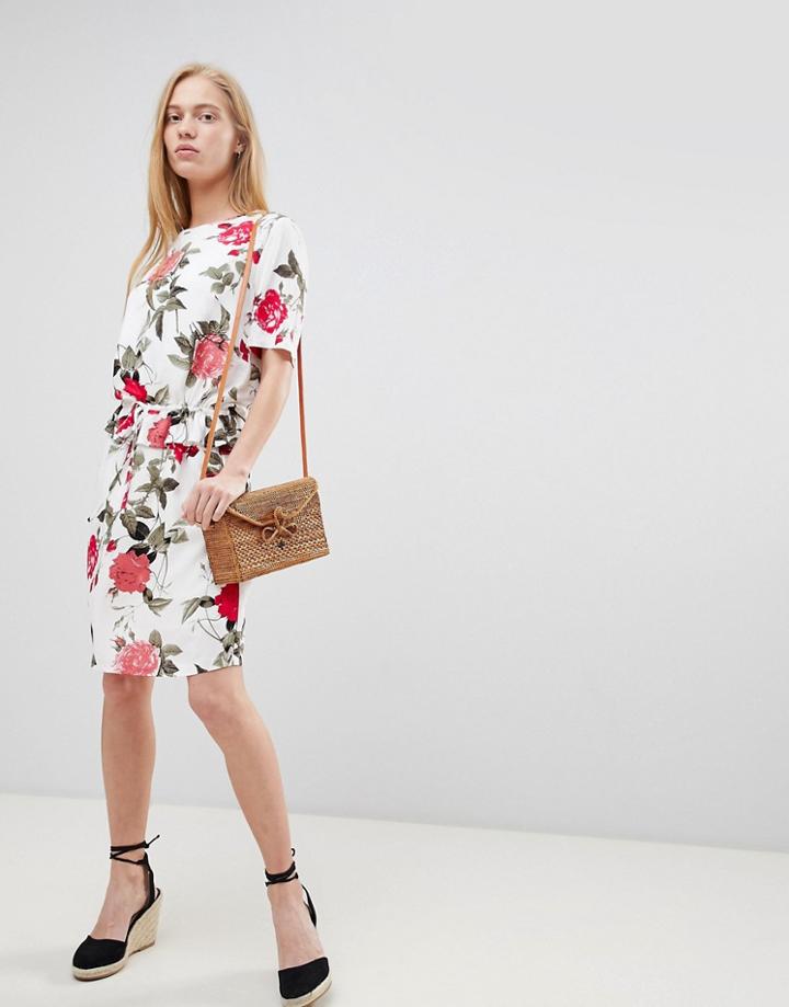B.young Floral Waist Detail Dress-multi