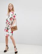 B.young Floral Waist Detail Dress-multi