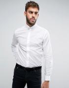 Noose & Monkey Skinny Shirt With Silver Spot And Collar Bar - White