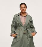 Mango Curve Trench Coat In Khaki-green