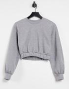 Pull & Bear Soft Touch Cropped Sweatshirt Set In Gray-grey