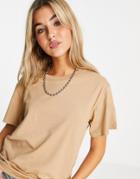 Weekday Alanis Organic Cotton T-shirt In Beige-neutral