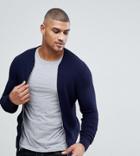 Asos Tall Muscle Fit Bomber Jacket In Navy - Navy