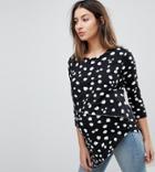 Asos Maternity Nursing Asymmetric Top With Double Layer In Animal Print - Black