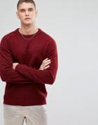Selected Homme Knitted Sweater In 100% Lambswool - Red