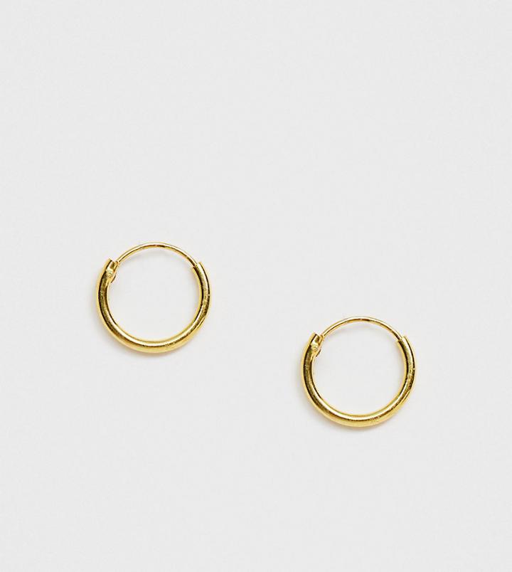 Designb Gold Plated Small Hoop Earrings In Sterling Silver - Gold