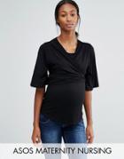Asos Maternity Nursing Kimono Wrap Top - Black