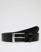 Asos Smart Leather Belt In Stingray - Black