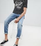 Asos Design Tall Tapered Jeans In Mid Wash - Blue