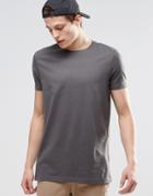 Asos Longline T-shirt With Crew Neck In Dark Gray - Dark Gull