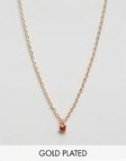 Nylon Gold Plated Necklace With Mini Gem - Gold Plated