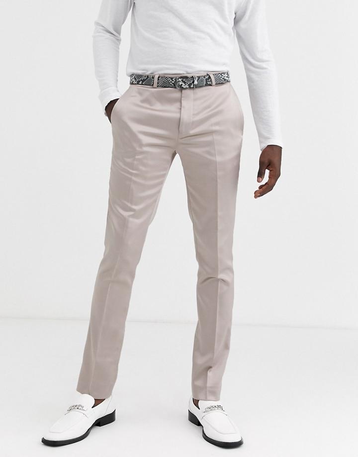 Twisted Tailor Super Skinny Suit Pants In Champagne Sateen-cream