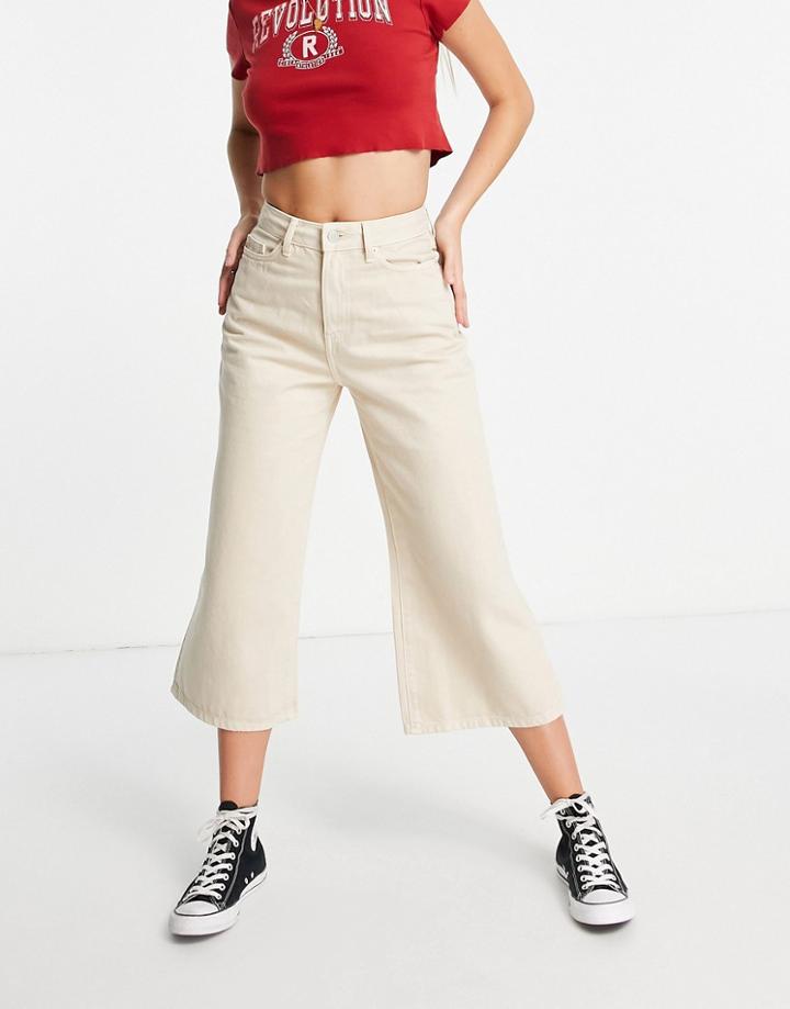 Miss Selfridge Cropped Wide Leg Jean In Stone-neutral