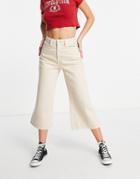 Miss Selfridge Cropped Wide Leg Jean In Stone-neutral