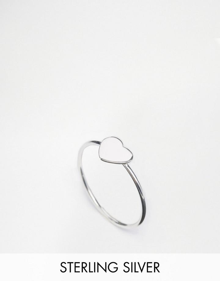 Asos Sterling Silver Heart Bar Ring - Silver