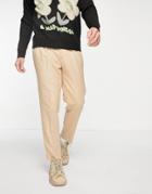 Topman Relaxed Warm Handle Pants With Double Pleat In Stone-neutral
