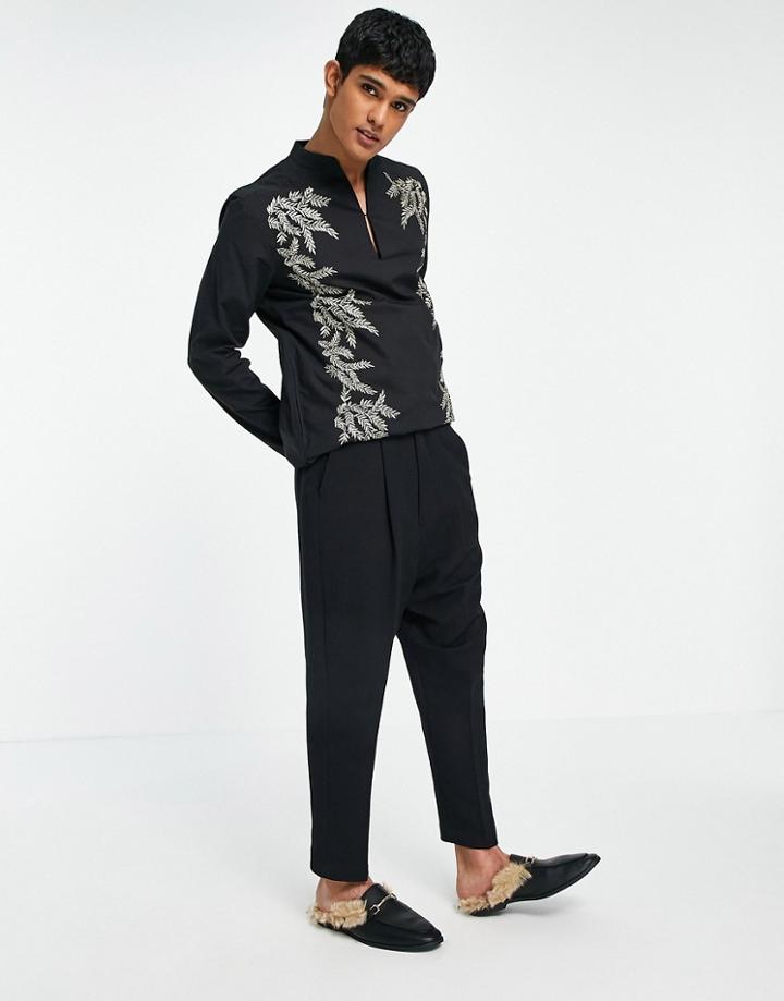 Asos Design Drop Crotch Skinny Smart Pants In Black