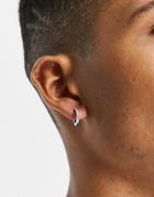 Topman Crystal Huggie Hoop Earrings-silver