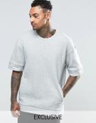 Underated Sweatshirt With Short Sleeves - Gray
