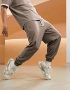 Asos Design Co-ord Oversized Sweatpants In Beigey-brown Waffle With Cream Contrast Waistband