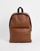 Asos Design Backpack In Brown Faux Leather