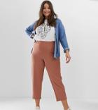 Asos Design Curve Pull On Tapered Pants In Jersey Crepe - Pink