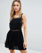 New Look Crochet Trim Beach Dress - Black