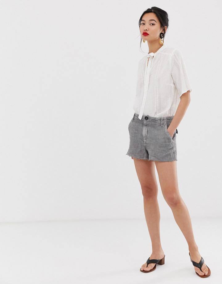 Mango Raw Hem Pocket Detail Short In Gray