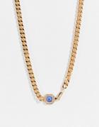 Wftw Blue Stone Clasp Chain Necklace In Gold