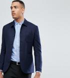 Heart & Dagger Tall Button Through Slim Worker Jacket - Navy