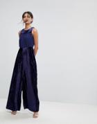 Tresophie Velvet Wide Leg Jumpsuit - Blue