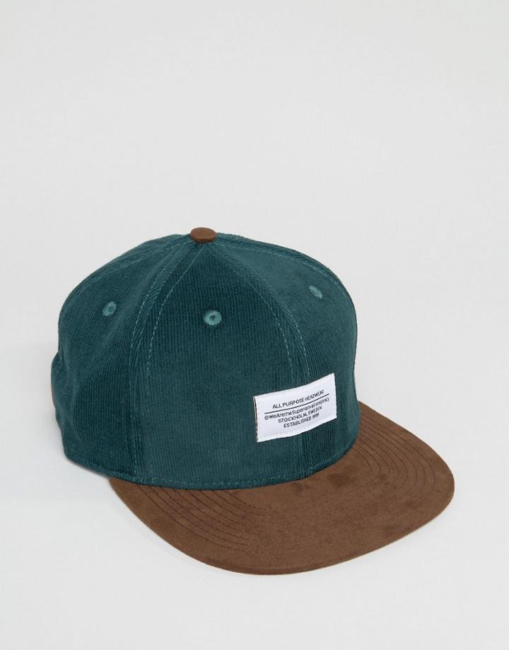 Wesc Cord And Suede Peak Snapback - Brown