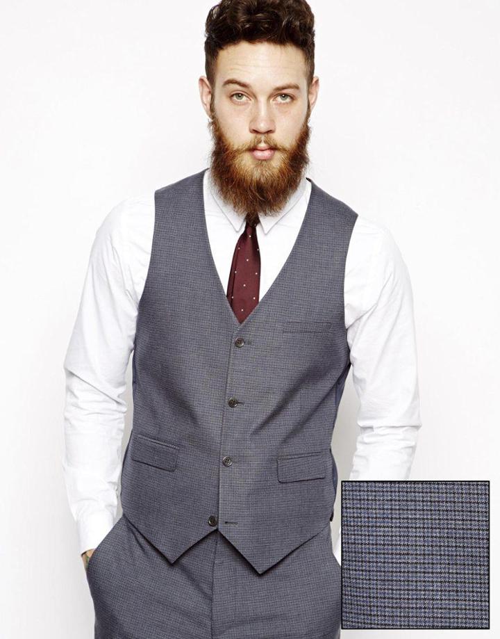 Asos Slim Fit Vest In Mini Houndstooth