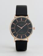 Christin Lars Watch With Rose Gold Case And Black Strap - Black