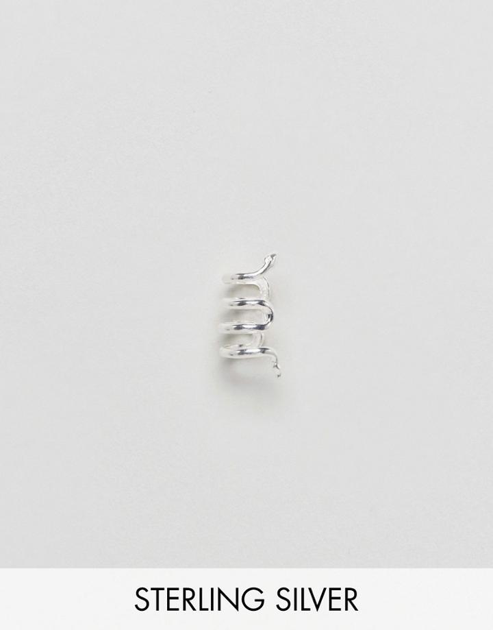 Asos Sterling Silver Fine Snake Ear Cuff - Silver