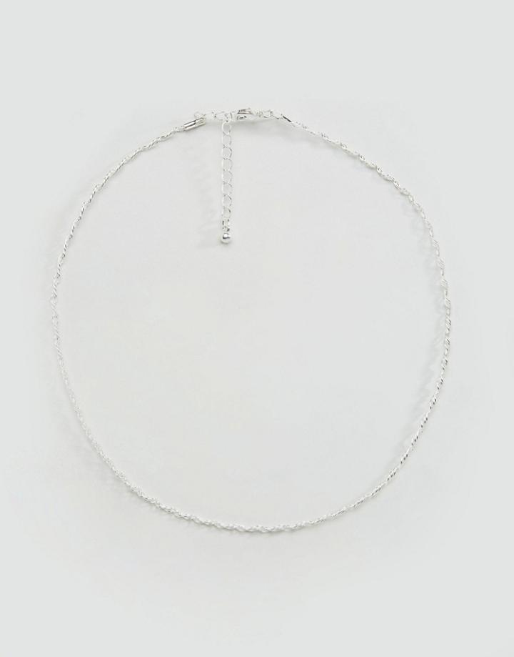 Asos Metal Choker Necklace In Silver - Silver