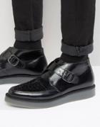 Diesel Khiris Leather Wedge Creeper Boots - Black