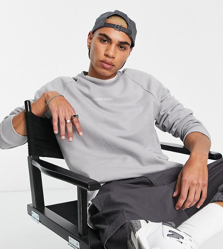 Calvin Klein Exclusive To Asos Center Logo Sweatshirt In Charcoal-gray