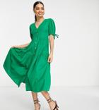 Influence Petite Button Up Midi Dress In Green