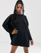 Noisy May Oversized Long Sleeved T Shirt Dress In Black - Black