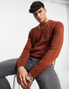 Harry Brown Half Cable Knit Sweater-orange