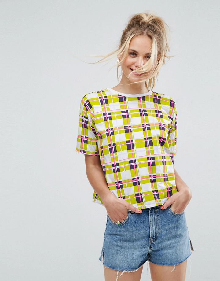 Asos T-shirt In Bright Check - Multi