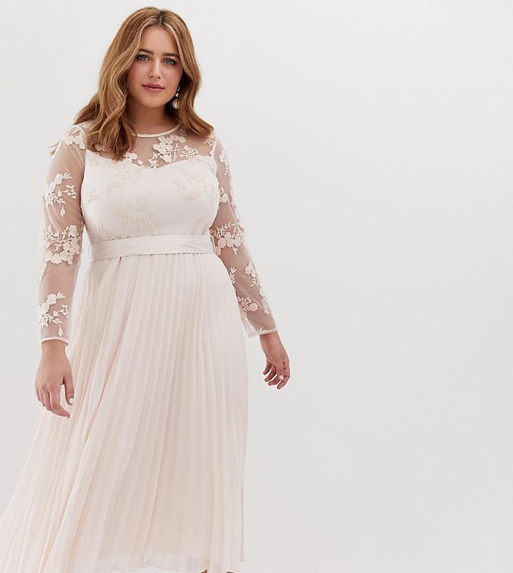 Coast Plus Odetta Embroidered Bridesmaid Midi Dress - Pink