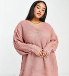 Yours Sweater With Lace Detail In Pink