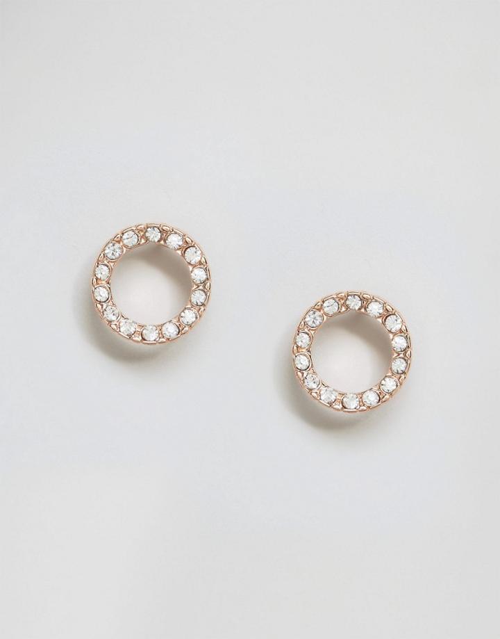 Asos Stone Open Circle Stud Earrings - Copper