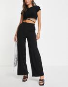 Vero Moda Wide Leg Jersey Pants In Black