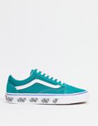 Vans Old Skool Sidewall Print Sneakers In Green-pink