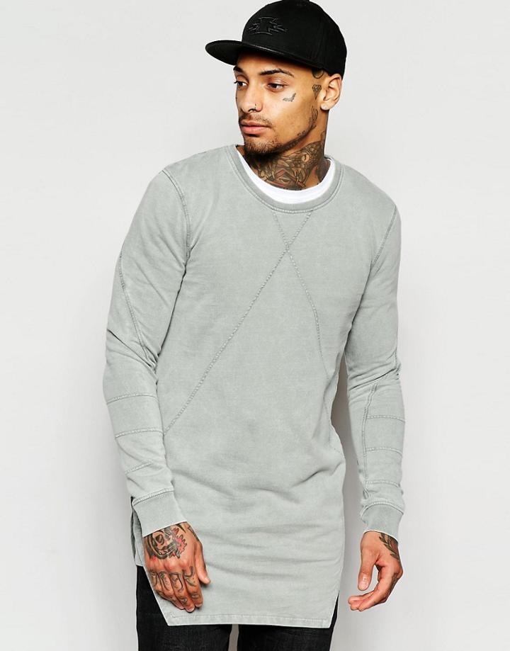 Black Kaviar Longline Sweatshirt - Khaki
