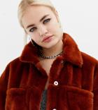 Collusion Faux Fur Western Jacket - Brown