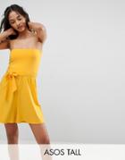 Asos Tall Bandeau Jersey Romper With Tie Detail - Yellow